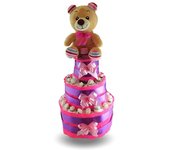 Tarta De Pañales Con Productos Johnson y Decoración De Rosas Blancas - Regalo Embarazada - Tiernos Momentos