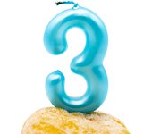 CABLEPELADO - Vela cumpleaños - celebracion - sin toxicos - sin humo - Numero de Tarta - fácil colocación - Número 3 - Azul claro