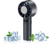Ventilador de hielo de mano 2025-Enfriamiento superconductor de 16 ℃, motor silencioso recargable de 5200mAh, ventiladores de enfriamiento portátiles (negro)