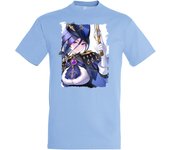 MERCHANDMANIA CAMISETA AZUL CIELO fanart policia tsundere juego anime moda verano tshirt videojuego pc