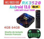 HK1 RBOX K8S RK3528 Android 13 Rockchicp 8K HDR LAN 100M Dual Wifi 2.4G 5G BT4.0 RAM 2GB 4GB ROM 16GB 32GB 64GB Smart TV Box
