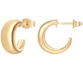 Pendientes Huggie DE LA Cúpula Gruesa de 14K Chapado en oro de 925 postes de Plata de Ley para Mujer | Pendientes de Aro redondo pequeños en oro Amarillo