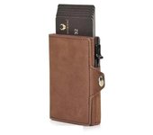 Cartera de Hombre con Caja Automática de Metal y Cuero Clip de Tarjetas de Gran Capacidad Portátil para Dinero