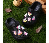 Girls Trendy Comfortable Clogs With Luminous Cartoon Unicorn Charms, Breathable Non-slip Clogs For Indoor Outdoor Beach Pool