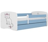 Cama 140 x 70 cm Kocot Kids com gaveta e colchão BabyDreams Cat Blue