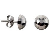 Inmaculada Romero Pendientes Oro Blanco 18k Media Bola 6mm Tallada Brillo Mujer