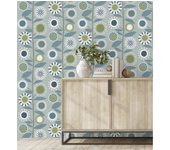 Muestra DIN A4 de Papel pintado vinílico ecológico de flores azules y ramas con hojas estilo nórdico - Liliana Flowers 682091 de GAULAN