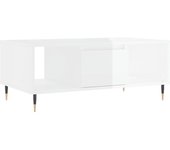 vidaXL Mesa de centro madera contrachapada 90x50x36,5 cm Blanco, Negro, Blanco brillante Mesita de Salón o Comedor o Auxiliar Mesa de Café Meuble Salón