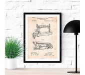 Nacnic - Poster De Patente De Maquina De Coser - Lámina Para Enmarcar - Diseños, Patentes, Planos De Inventos Famosos - Marco