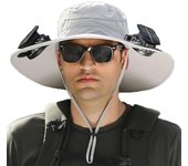 Sombrero con ventilador solar, ala ancha, para pesca al aire libre, con ventilador solar y carga USB, con ventilador incorporado