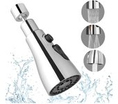Rociador de grifo de cocina de 3 modos: boquilla de grifo de cocina de 360 grados, cabezal de grifo, rociador mezclador de fregadero, extensión de grifo de cocina (plata)