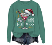 Christmas Santa's Favorite Hot Mess Sweatshirt, Santa's Favorite Hot Mess Long Sleeve Shirt Christmas Santa Top