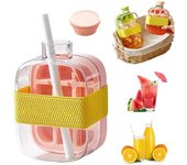 Cubitera 2 en 1 sin contacto, bandeja de silicona para cubitos de hielo con tapa y recipiente, fácil de liberar con prensa para café, jugo y bebidas (verde, 800 ml, 28 oz)