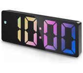 Reloj despertador digital, reloj LED arcoíris para dormitorio, reloj de escritorio moderno,