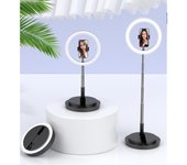 Aro De Luz con Tripode Plegable, Anillo De Luz LED 11.4'' para Movil con 3 Efectos de Iluminación y 10 Brillo Ajustable, Se Pueden Usar para Disparos TikTok/Twich Live etc.