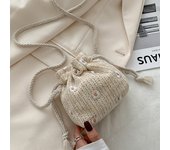 Straw Weave Bucket Bags Rattan Women Summer Beach Shoulder Bags Handbags Totes Casual Handbags Retro Small Shoulder Bag