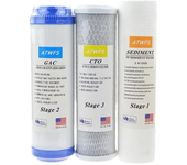 Water 5 Micron Replacement Filter Cartridge Set (10x 2.5 inch) for Standard RO Water Filter Systems - PP Sediment, GAC& CTO