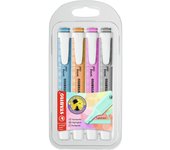 Stabilo Swing Cool Pack 4 Marcadores Fluorescentes - Cuerpo Plano - Punta Biselada - Tinta Base Agua