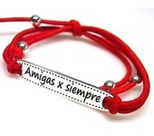 Pulsera Amigas X Siempre Plata Y Elástica