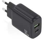 Cargador de pared gan aisens a110-0924/ 1xusb tipo-c/ 1xusb/ 30w/ negro