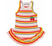 Vestido de cumpleaños para perro, niña, arcoíris, rayas coloridas, linda falda de princesa cereza, ropa para mascotas de primavera y verano para cachorros, perros pequeños, medianos, vestidos para gatos