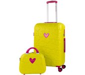 Maleta Mediana con Neceser a juego Agatha Ruiz de la Prada – Verde Pistacho con Relieve Troquelado, RPO Ultraligero, Ruedas 360° y Candado TSA - Colección Iconic