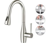 Grifo para Fregadero Cocina con Ducha Extraíble 3 Modos, Grifo de Monomando Giratorio a 360°, Acero Inoxidable