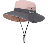Sombrero de Sol para Exterior para Mujer, plegable, with Cola de Caballo, Sombrero de Pescador, Sombrero de Ala Ancha de Malla, Sombrero de Verano, sombrero para el Sol, 55-58 cm