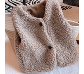 Autumn Winter Baby Lamb Wool Plus Velvet Waistcoat Girls Boys Plush Vest Single Breasted V Neck Child Warm Fashion Warm Coat