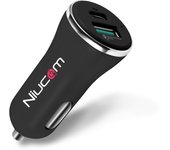 Niucom cargador de coche carga rápida para móvil Qualcomm 3.1 adaptador dual USB + USB tipo C PD 36W para mechero encendedor coche