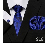 Hot Sale 7.5 cm Golden Striped Tie Hanky Cufflinks Set For Men Fit Formal Party Wedding Business Birthday Gift