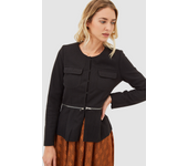 Chaqueta con textura SINTY , Cuello redondo con manga larga y cierre de cremallera delantera SI-130026