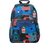 Totto España Mochila Escolar Adaptable a Carro Cyber Monstruos - Acuareles 20 Litros