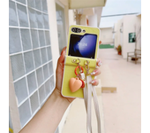 Leather Crossbody Love Pendant Phone Case for Samsung Galaxy Z Flip 6 5 4 3 Flip5 Flip4 Flip3 5G Protective Shockproof Cover