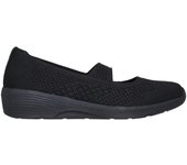 Cómoda  Bailarina mujer SKECHERS ARYA. Suave malla de una sola pieza negra con acabado en efecto encaje. Suela flexible y ligera. Plantilla Air Cooled Memory-Foam Altura Tacón bajo (3-5 cm) Referencia 158989-BBK