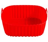 Reusable Silicone Air Fryer Liners for 4-7 QT Black Red Square Air Fryer Mat with Handle Air Fryer Basket Mat Baking