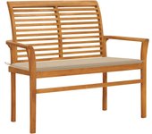 vidaXL Banco de jardín madera maciza de teca con cojín 112 cm en color Negro/Antracita/Crema y más | acolchados duraderos para sofás de jardín terraza exterior