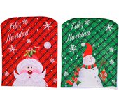2 Piezas Funda navideña para silla Papa Noel Muñeco de nieve Fundas para respaldo de silla Protector de silla navideño Rojo y verde Fundas de asiento navideñas para cenar Habitación Cocina Decoración