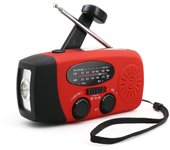 Radio meteorológica portátil con manivela autoaccionada con Energía Solar, Radio FM/AM/NOAA, Miniradio de supervivencia de emergencia con El interior superbrilliant de 3 LED, Batería externa de 2000 mAh