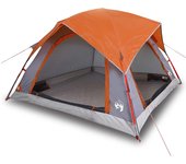 vidaXL Tienda de campaña para 4 personas impermeable gris y naranja