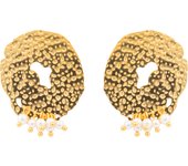Pendientes Luxenter acabado oro amarillo de 18k y Perla Blanca - Kuwe