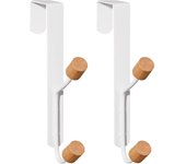 Ganchos para Colgar sobre La Puerta, paquete de 2 Ganchos de Madera resistentes de metal para Colgar sobre La Puerta, perchero para Colgar Abrigos, sombreros, Bates de baño, toallas, percha para Puerta de dormitorio, color Blanco