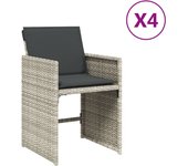 vidaXL Sillones de jardín con cojines 4 uds ratán sintético gris claro