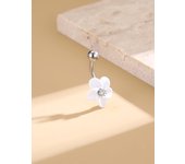 KUNIU1PC Simple Fashion Floral Shape With Zirconium Stainless Steel Belly Button Lady'S Body Piercing Body Jewelry Belly Jewelry
