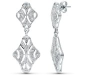Inmaculada Romero Pendientes Oro Blanco 18k Mujer 40mm Circonitas Caladas