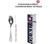 Mr.Spoon Serie Flores Cucharas de 12, 48 o120 piezas,Acero inoxidable 18/0,Plateado,Económico y funcional,Cuchara de té 150mm,cuchara café 125mm,cuchara moka 105mm,Mango monobloque,Apto para lavavajillas.Empaque ecológico,Idea para casa,hotel,restaurante
