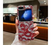 Red Lips Print Folding Phone Case For Samsung Galaxy Z Flip 6 5 4 3 Leather Texture TPU Cover For Samsung Z Flip6 Flip5 Flip4 5G