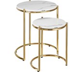 TECTAKE - Mesa auxiliar ELLSA con estructura de acero, Elegante mesa auxiliar en juego de 2 con tablero de mármol de alta calidad, Estructura de acero resistente para alta estabilidad y capacidad de carga, Gran estabilidad gracias a los pies de plástico