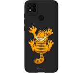 Funda original compatible con Xiaomi Redmi 9C Negro con un diseño de Garfield Arañazo