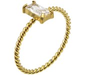 GOLDENCAT Anillo Colorful Braid Blanco Talla 7, Anillo Trenzado con Circonita, Anillo de Acero con Circonita White, Diámetro Interno del Aro 17.3 mm, Zircon, Acero Titanio, Baño de Oro 18k